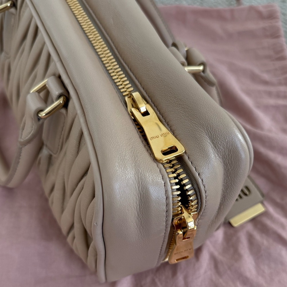 Miu Miu Quilted Satchel in Light Beige - Picture 8 of 16